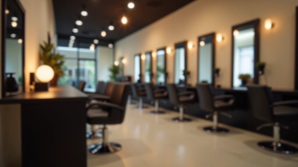 Frizerski salon s zrcalom i frizerskim alatima, mobilni telefon na pultu